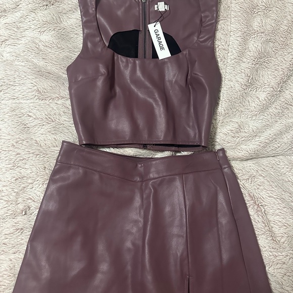 Garage Mauve Leather Top and Skirt Set - Picture 1 of 4